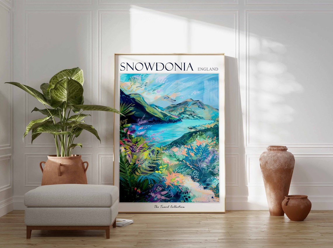 Snowdonia Poster Snowdonia Travel Print Wales Travel Poster Welsh Decor British Travel Art Countryside Print Snowdonia Art - Image 2