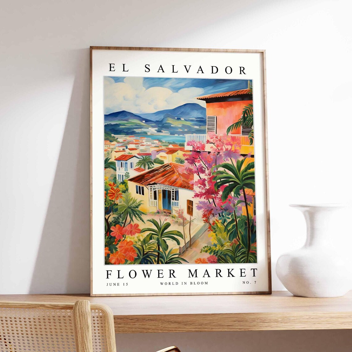 El Salvador Flower Market Poster Print Salvadoran Floral Wall Art Decor Botanical Central America Travel