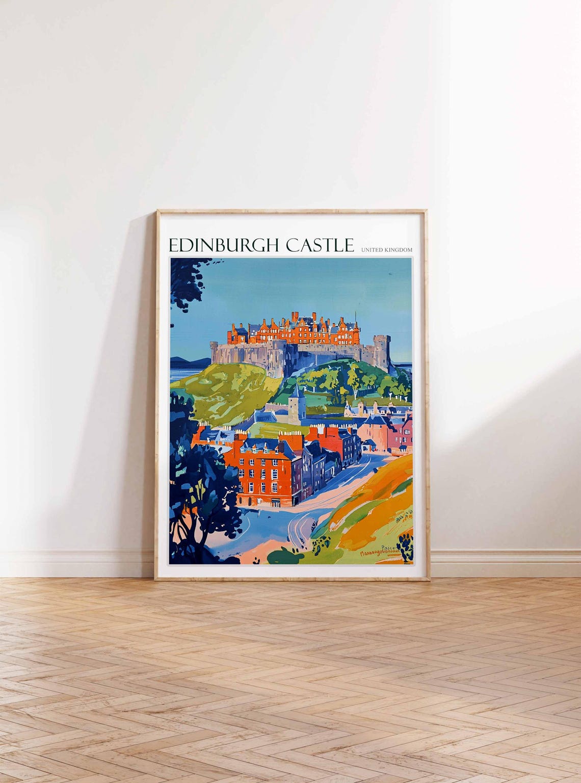 Edinburgh Castle United Kingdom Winding Road Sunset Painting Poster - Image 3