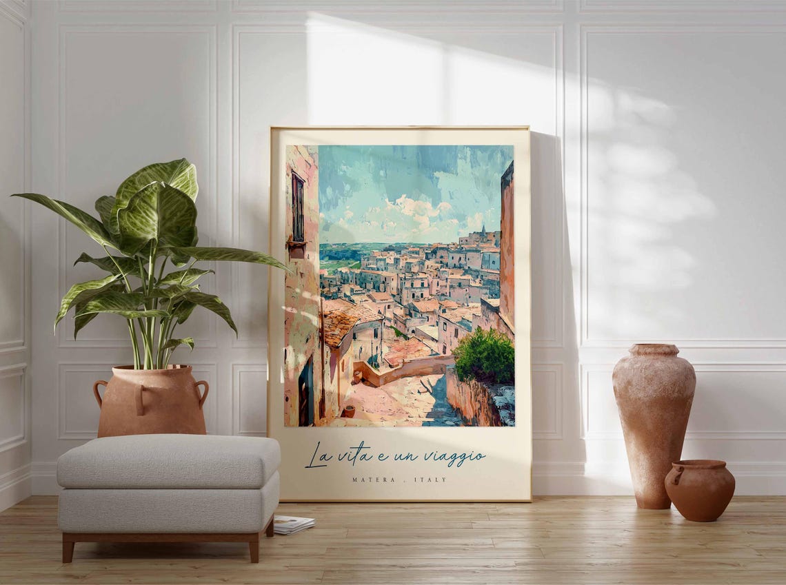 Matera Poster Italian Travel Print Matera Travel Art Matera Wall Art Italy Art Italy Travel Decor Italian Travel Gift - Image 3