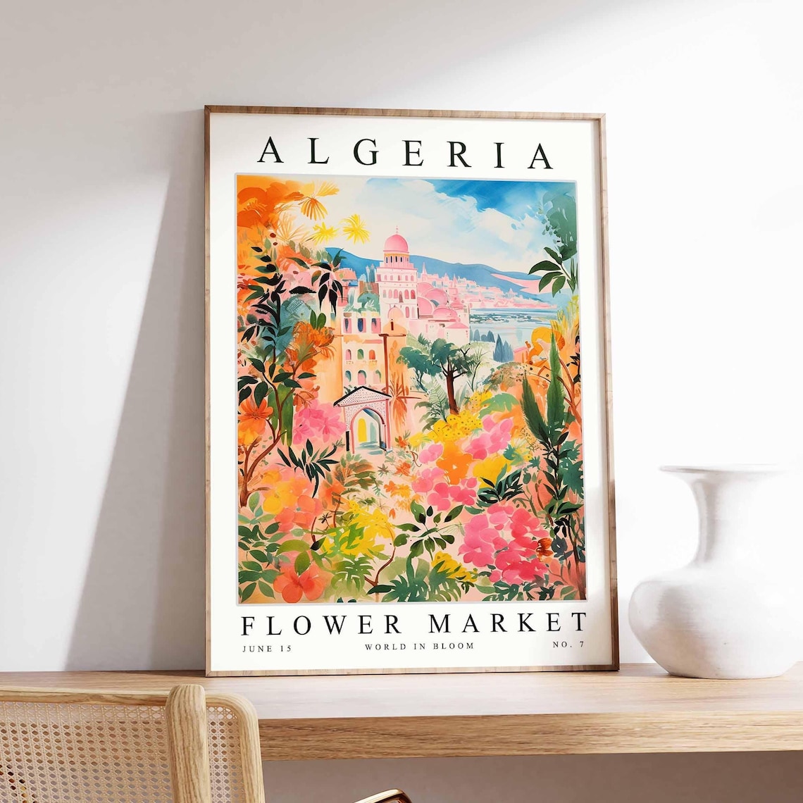 Algeria Pink Domed Palace Bougainvillea Lake Bloom View Poster