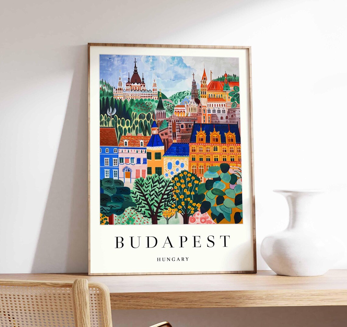 Budapest Poster, Hungary City Skyline Art Print