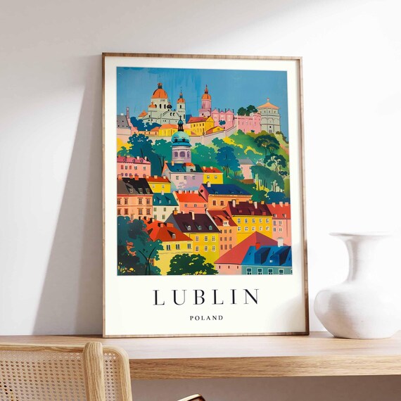 Lublin Poland Vintage Travel Poster