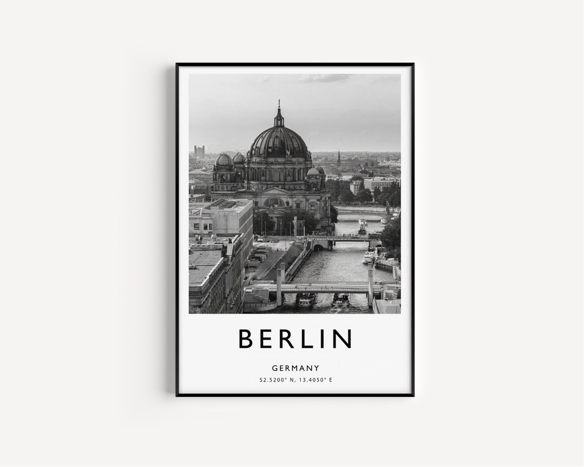 Berlin Germany Cathedral Dome River View Black White Photo Poster - Image 3