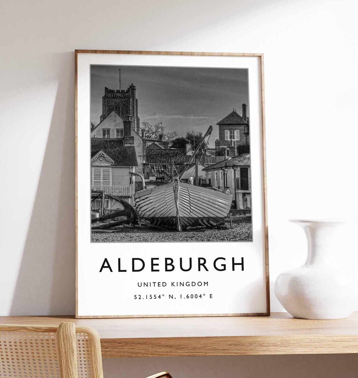 Aldeburgh Fishing Boats Beached Black And White Photo Poster