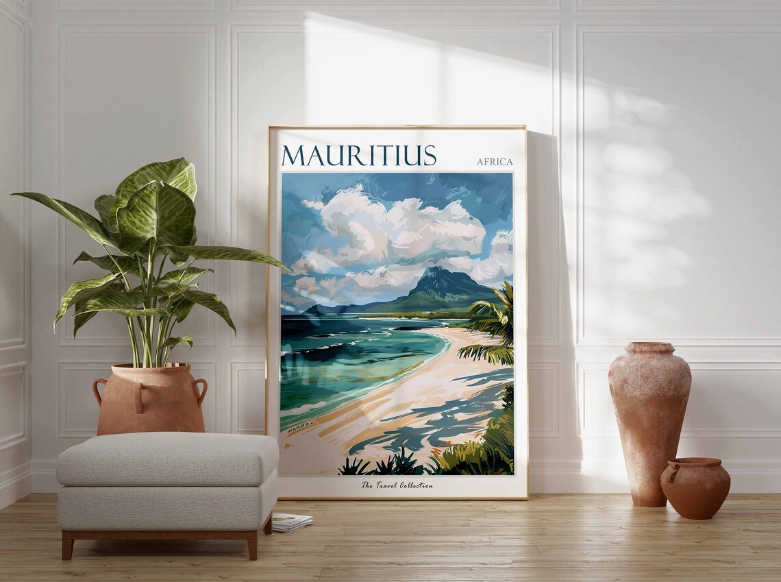 Mauritius Travel Poster, Tropical Botanical Decor - Image 2