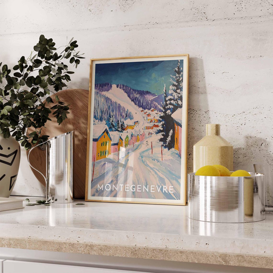 Skiing Travel Poster Montgenvre Ski Print France Travel Print Skiing Art Skiing Print Winter Sport Art Ski Gift - Image 2