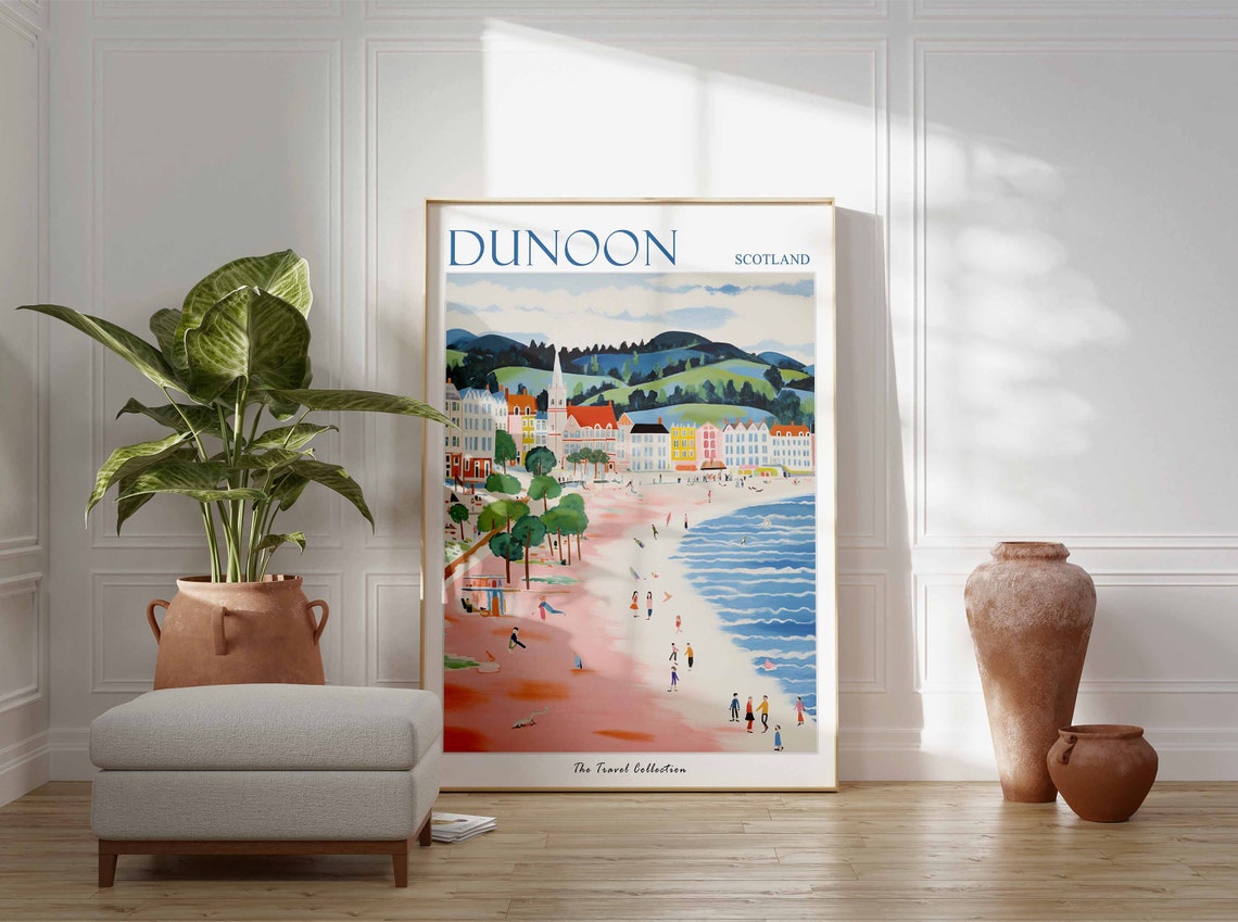 Dunoon Scotland Sunny Beach With Rolling Green Hills Travel Poster - Image 3