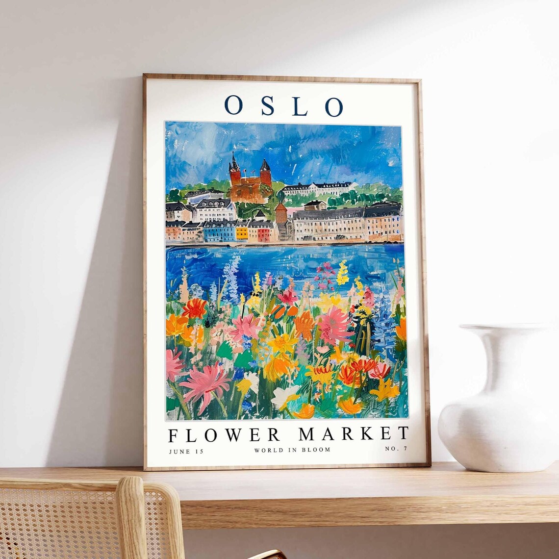 Oslo Flower Market June 15 World in Bloom Floral Scene Art Poster