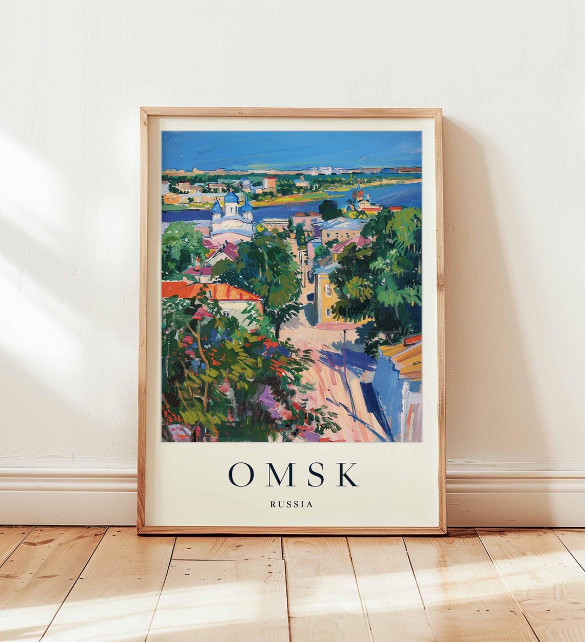 Omsk Russia Riverfront View With Onion Domes And Hills Poster