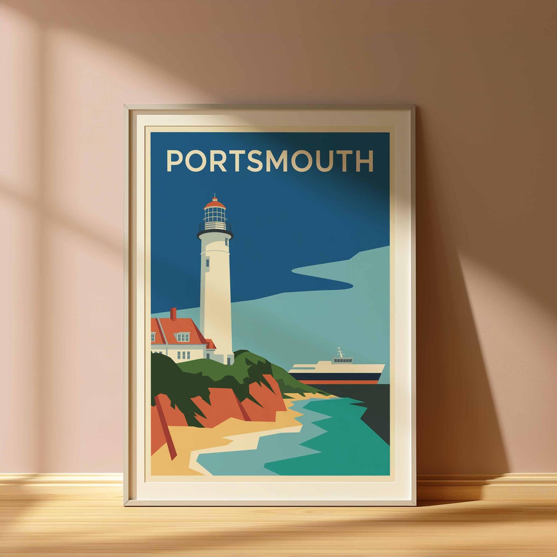 Portsmouth Print Coastal Travel Poster Hampshire Travel Print Coastal Wall Art Seaside Art Coastal Gift Uk Coast Art Beach Decor - Image 3