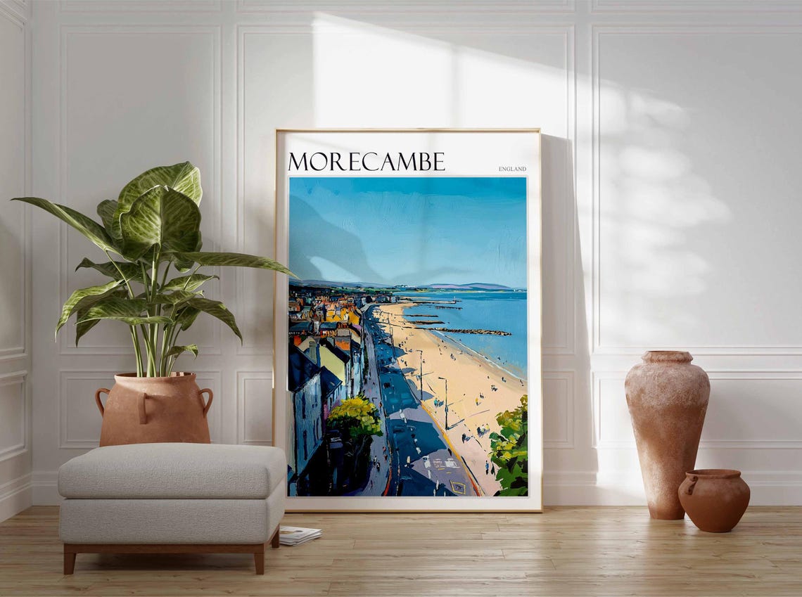 Morecambe England Aerial Town Beach Sea Hills Panoramic Poster - Image 3