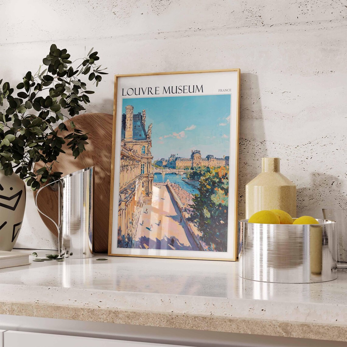 Louvre Museum Palace Promenade Impressionist Painting France Poster - Image 2