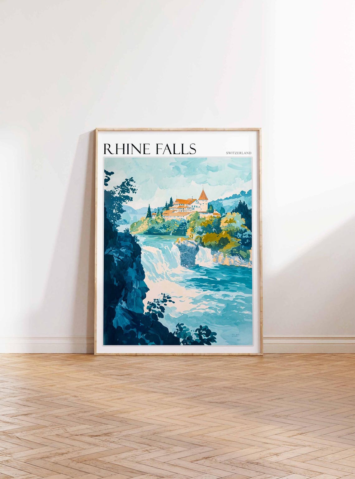 Rhine Falls Poster Rhine Falls Travel Print Swiss Decor Europe Travel Poster European Wall Art Switzerland Wall Art Botanical Decor - Image 2