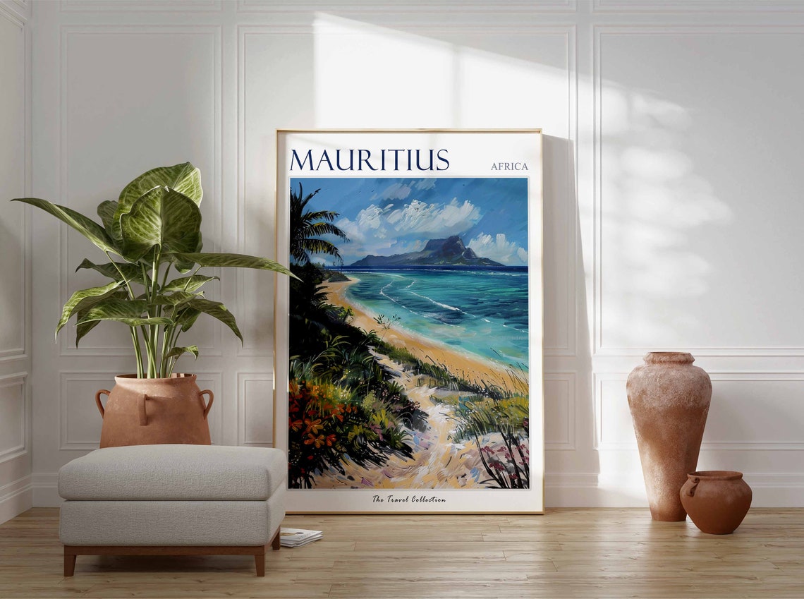 Mauritius Africa Sandy Beach Path Island Artwork Travel Poster - Image 2