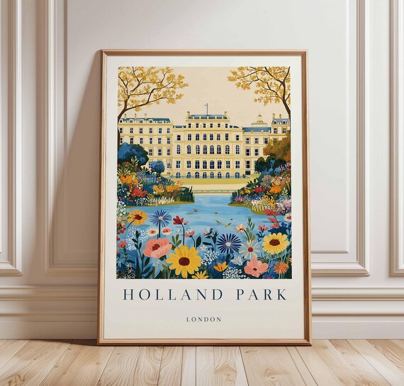 Holland Park London Palace Lake Wildflower Shore Travel Poster
