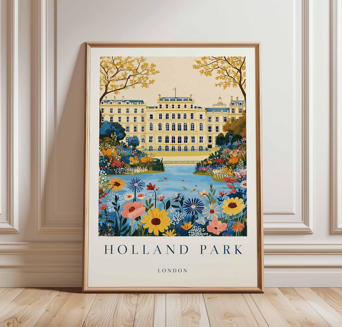 Holland Park London Palace Lake Wildflower Shore Travel Poster