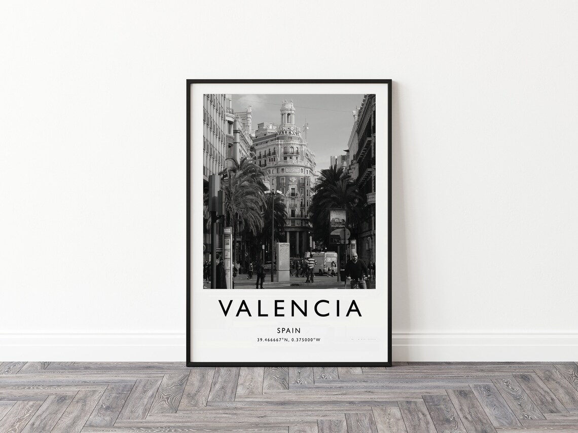 Valencia Travel Print Valencia Travel Poster Spain Print Travel Art Travel Decor Black And White Print Photographic Art Various Sizes - Image 3
