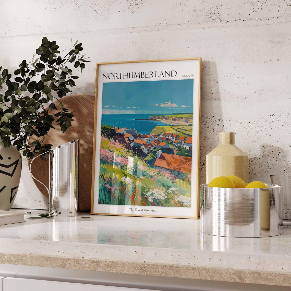 Northumberland England Fishing Village Wildflower Coast Poster - Image 3