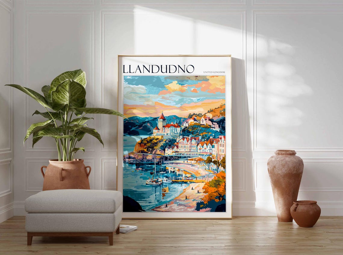Llandudno Poster Wales Poster Uk Travel Print Coastal Wall Art British Decor Wales Travel Print Beach House Decor Llandudno Wales Art - Image 3