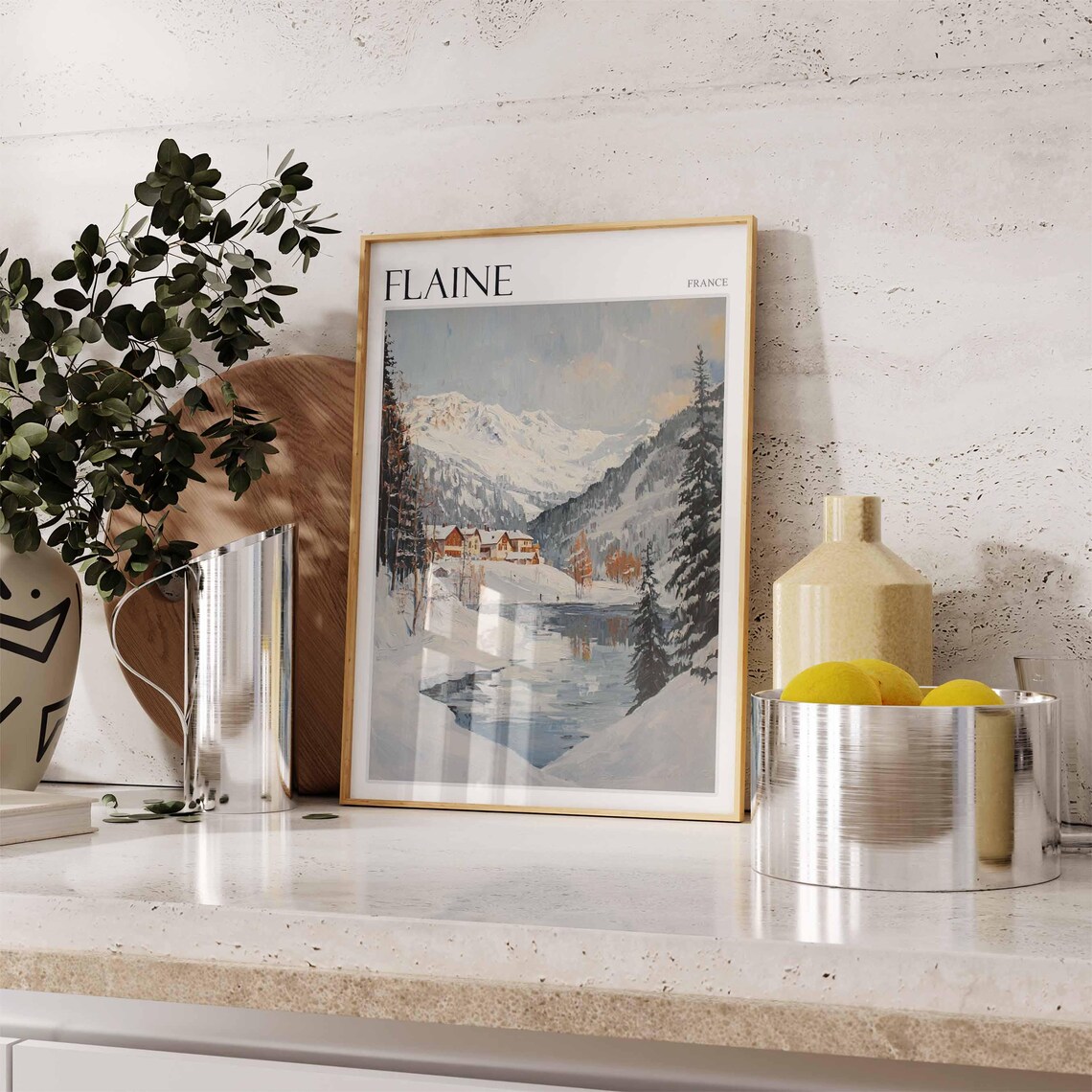 Flaine France Snowy Mountainside Village Quiet Winter Valley Poster - Image 2