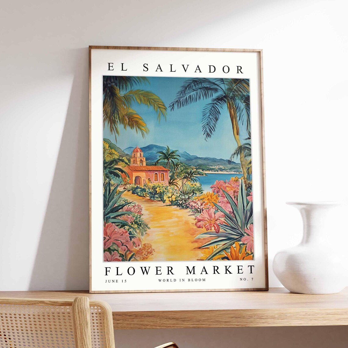 El Salvador Flower Market Poster Print Salvadoran Floral Wall Art Decor Botanical Central America Travel