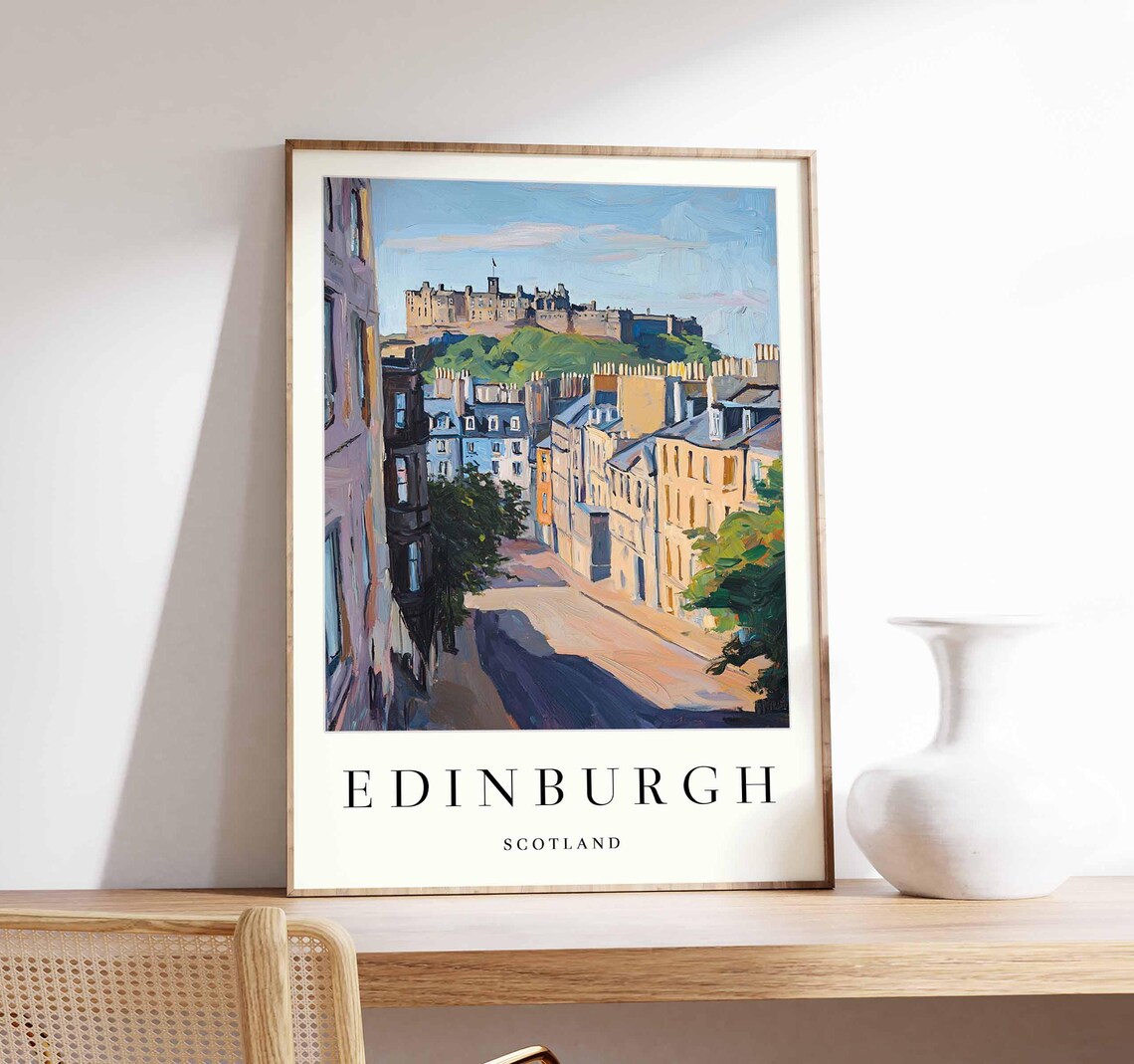 Edinburgh Scotland Poster of the Castle Overlooking the Old Town Streets