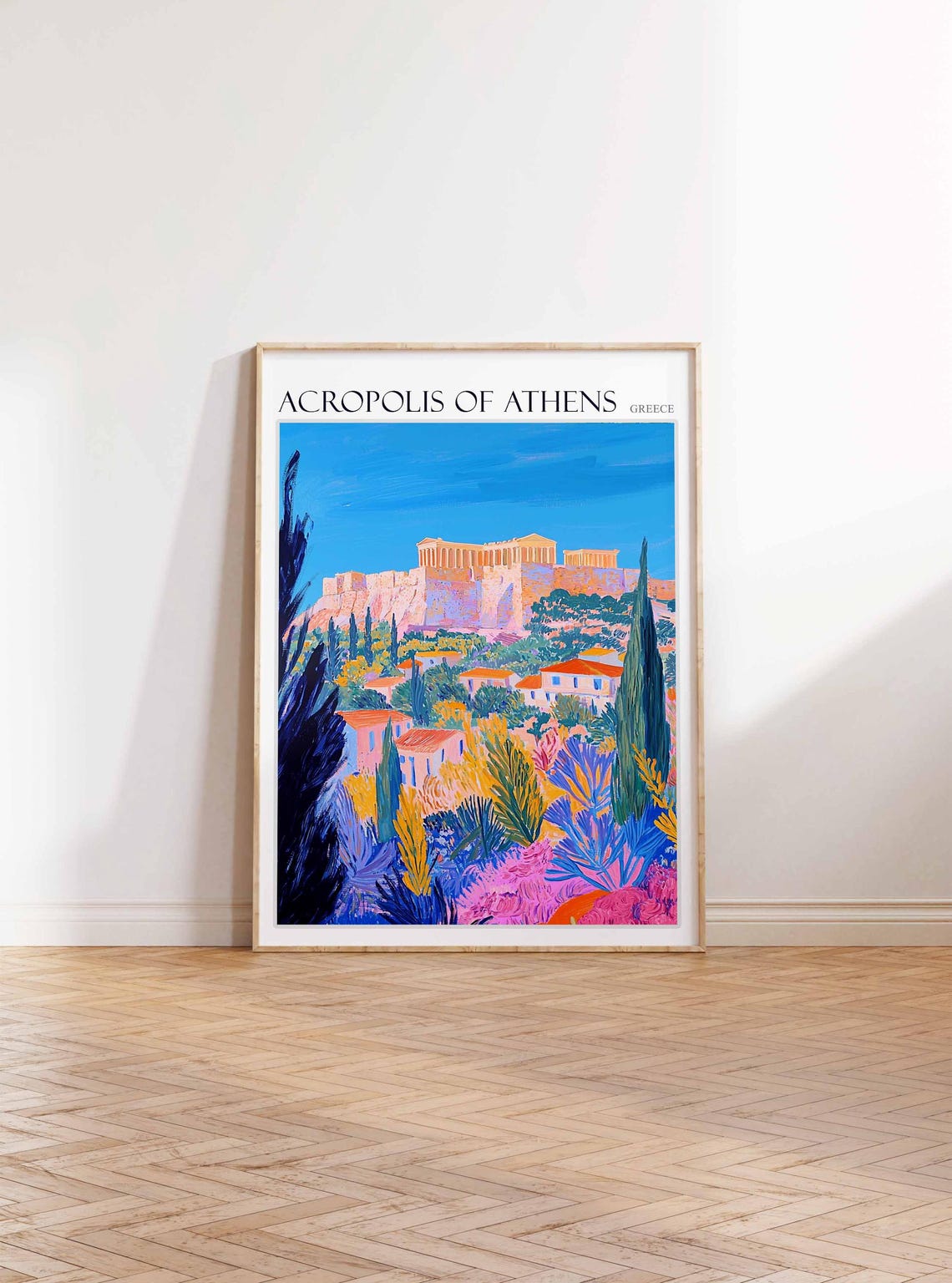 Acropolis Of Athens Poster Acropolis Of Athens Travel Print Greek Travel Poster Botanical Decor Floral Print European Travel Print - Image 3