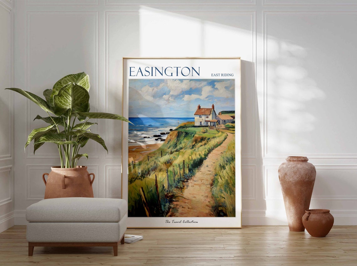 Easington East Riding Cliff Path Cottage Coastal Scenery Travel Poster - Image 3