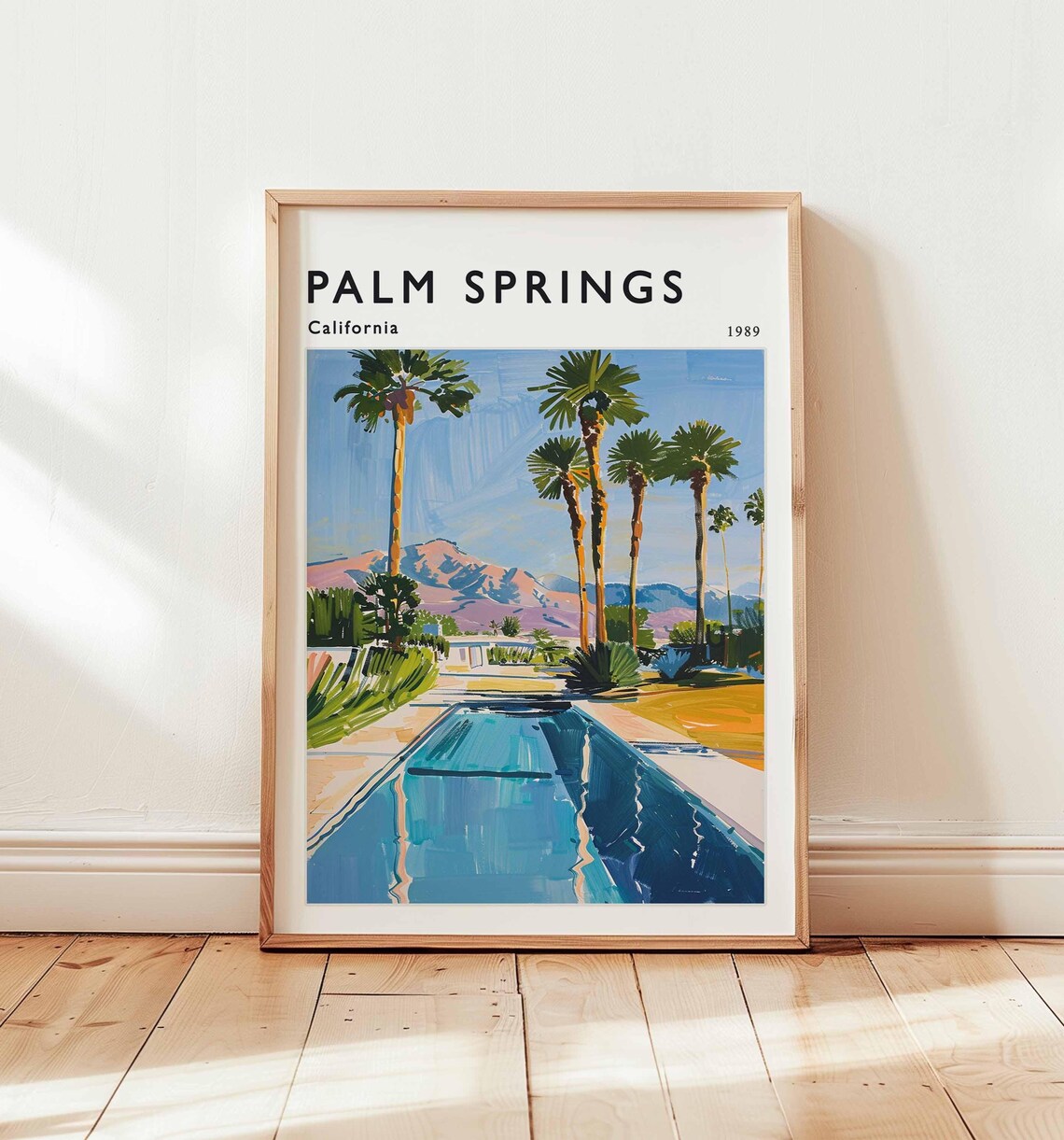 Palm Springs California 1989 Swimming Pool Vintage Travel Poster