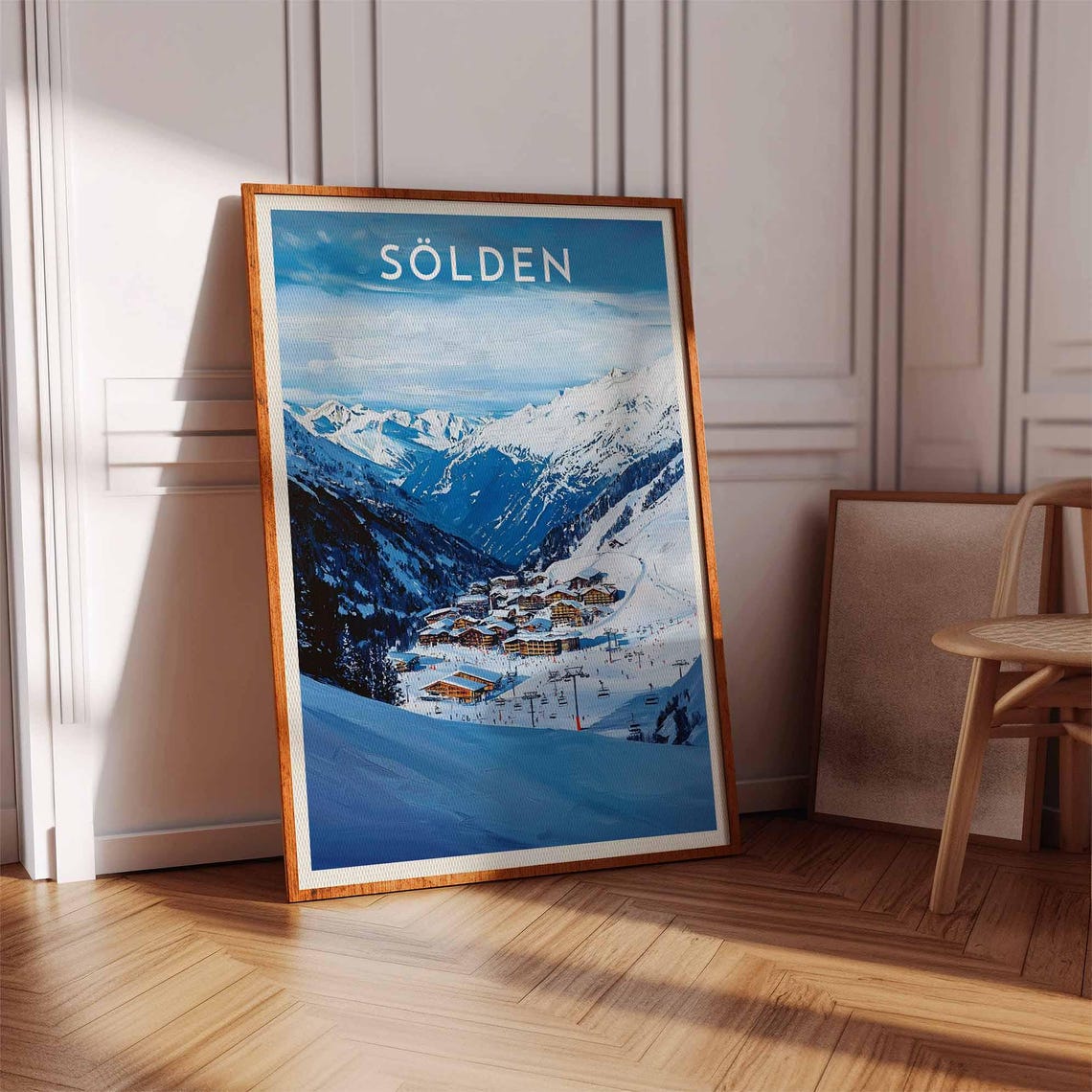 Sölden Deep Blue Alpine Valley Panorama with Ski Chalets Poster - Image 3