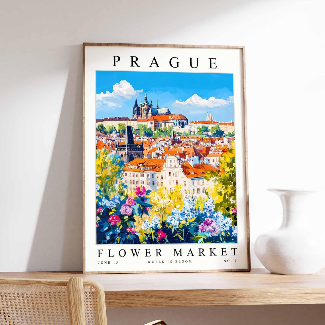 Prague Old Town Cathedral Garden Summer Flower Floral Travel Poster