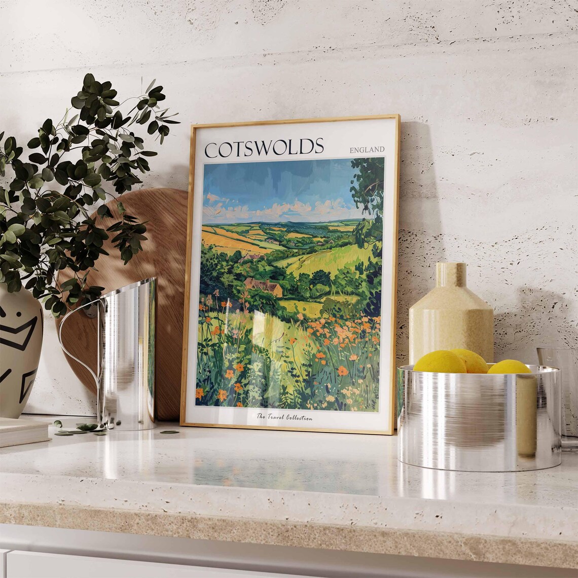 Cotswolds England Stone Farmhouse Valley Orange Blossoms Poster - Image 3