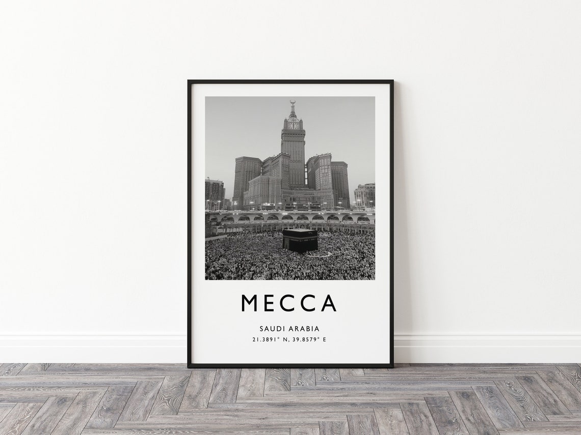 Mecca Travel Print Mecca Travel Poster Saudi Arabia Travel Print Travel Art Travel Decor Black And White Print Photographic Art - Image 3