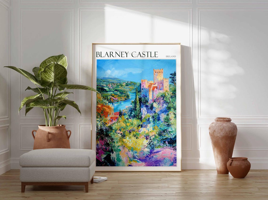 Blarney Castle Ireland Colorful Riverside Castle View Art Poster - Image 2