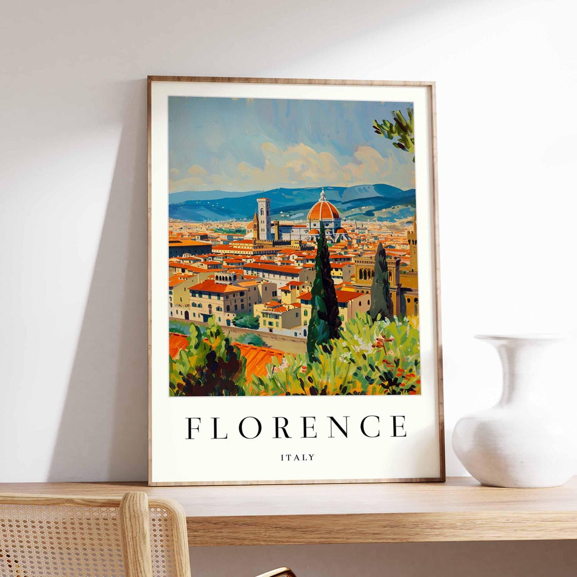 Florence Italy Duomo Cathedral Cityscape Painterly Travel Poster