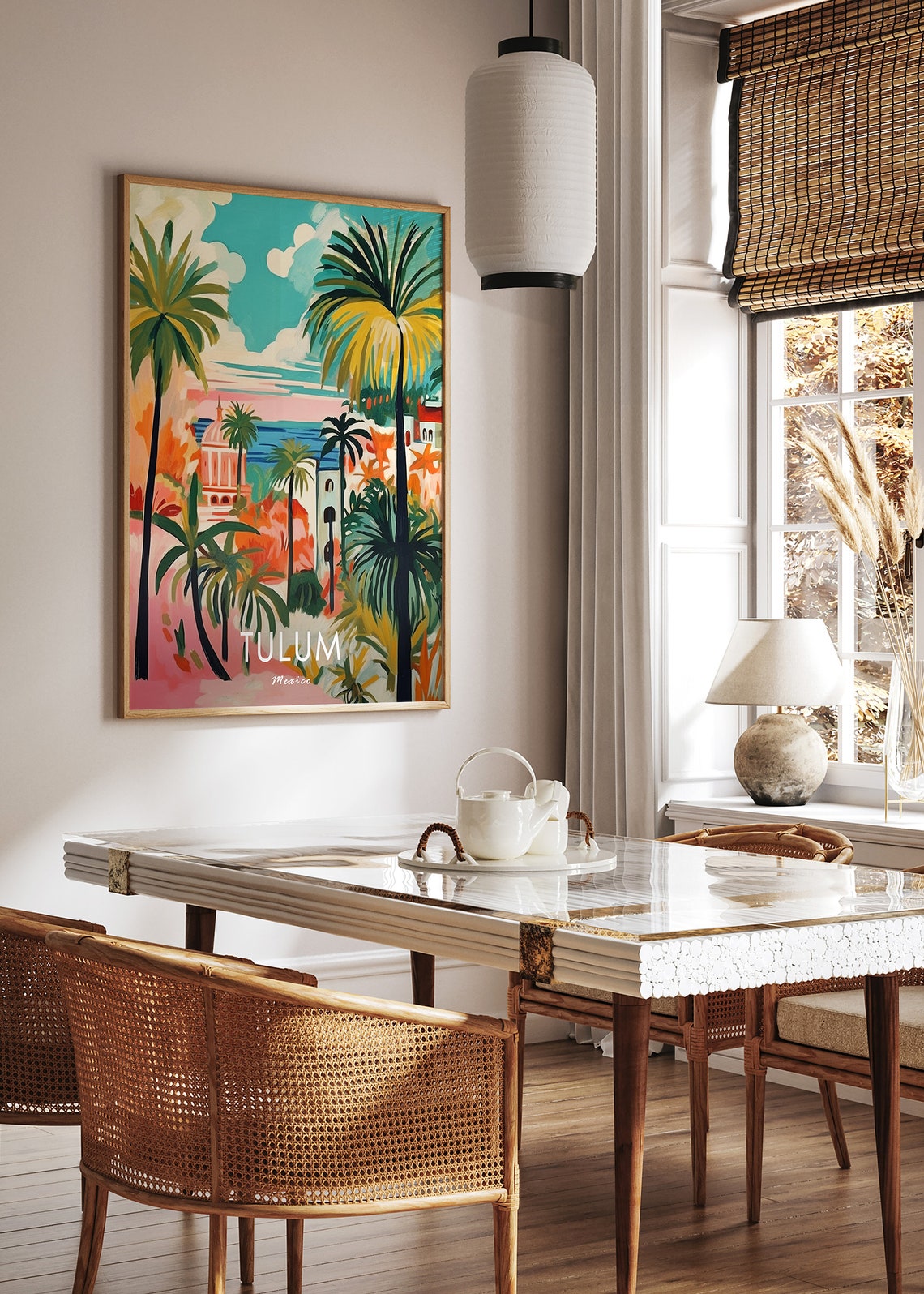 Tulum Mexico Tropical Palms Seaside Dome Building Art Poster - Image 2
