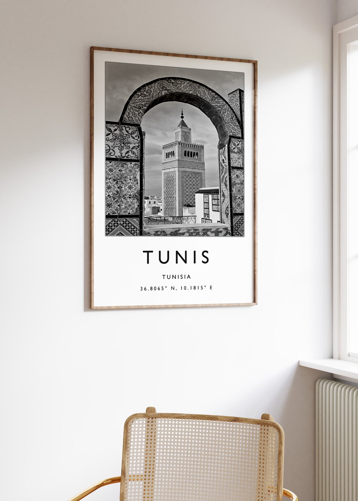 Tunis Tunisia Black and White Photo Poster of Zitouna Mosque Archway - Image 3