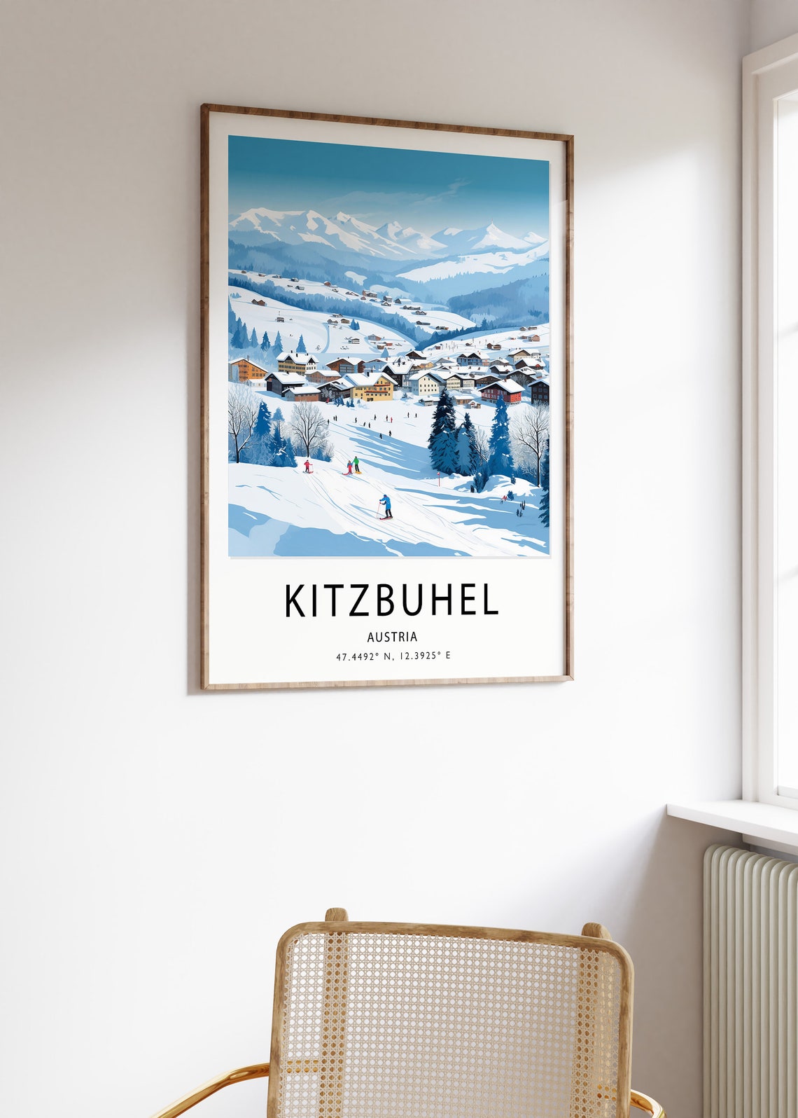 Kitzbuhel Austria Ski Village Snowy Slopes Winter Travel Poster - Image 3