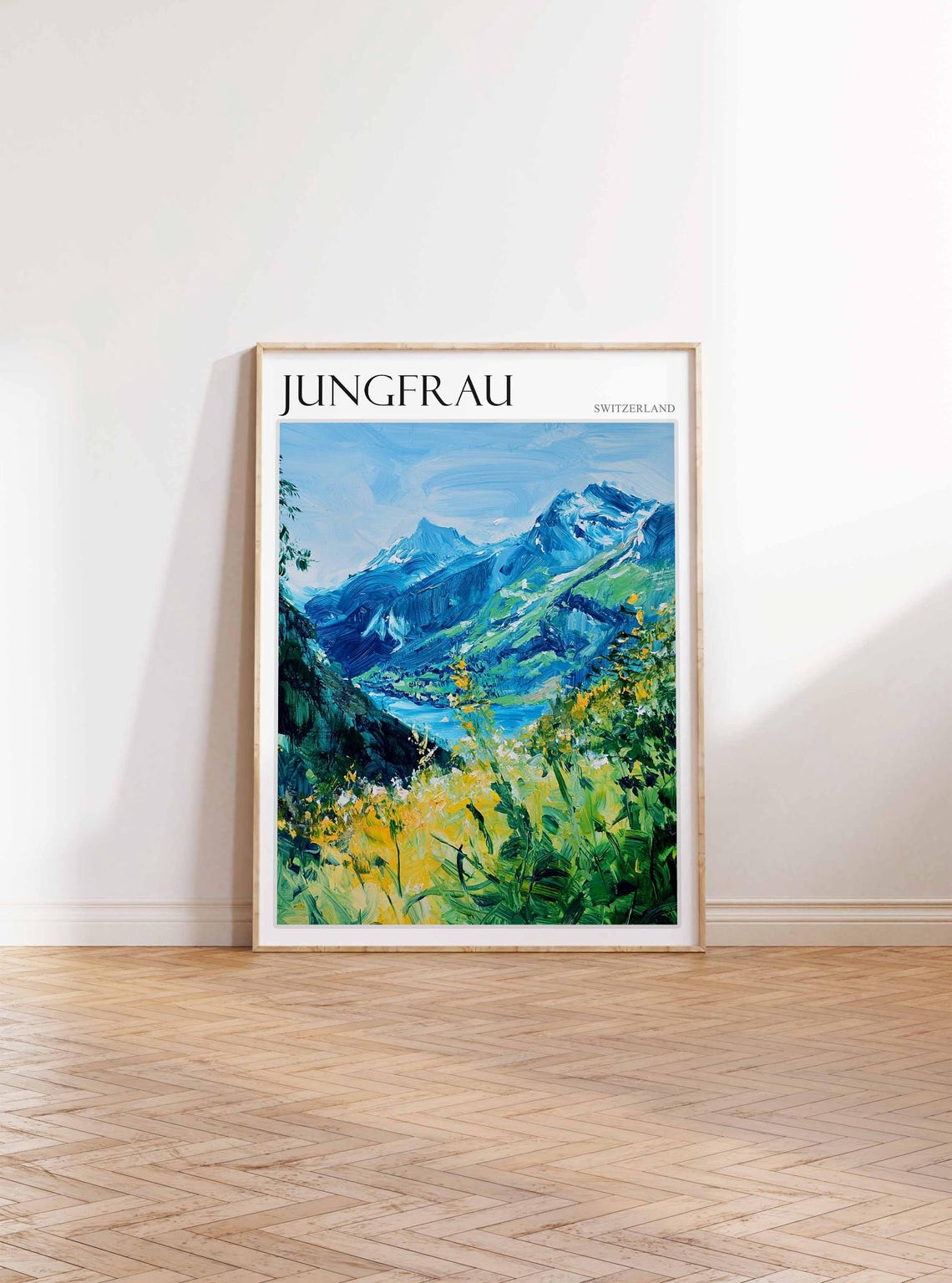 Jungfrau Poster Switzerland Travel Print Swiss Decor Europe Travel Poster European Wall Art Jungfrau Gift Jungfrau Travel Poster - Image 3