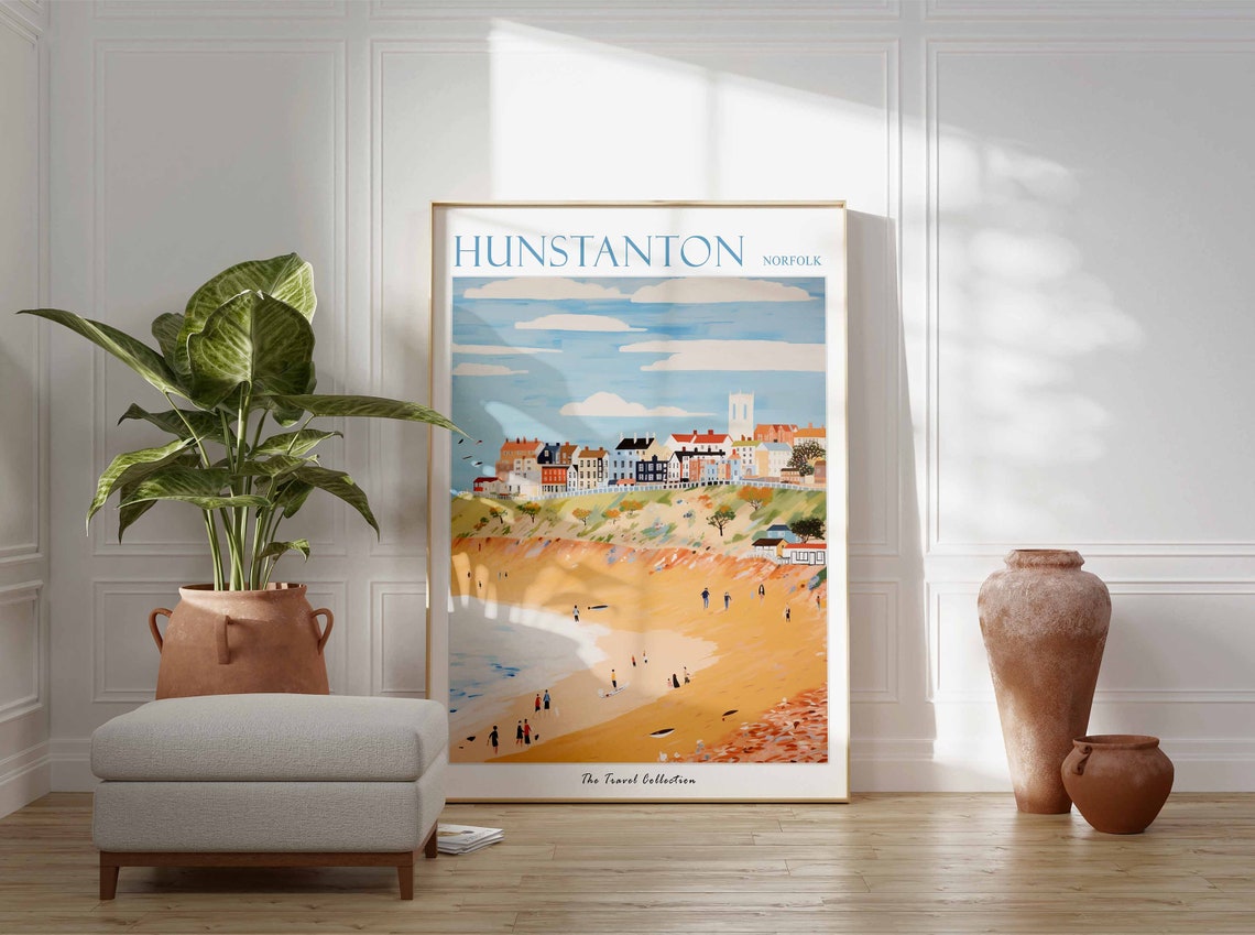 Hunstanton Norfolk Beach Cliffs Seaside Town Travel Art Poster - Image 3