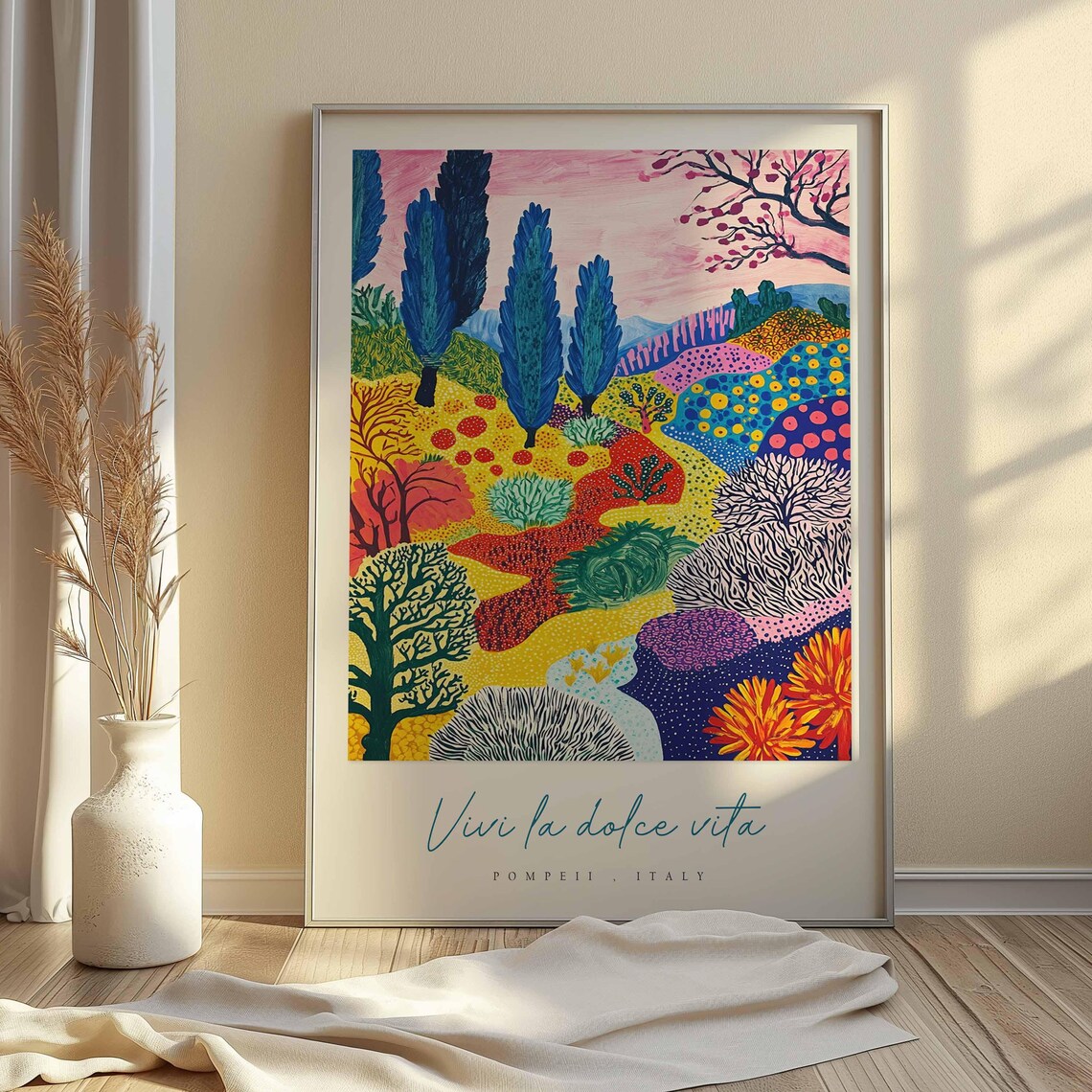 Pompeii Italy Fauvist Dotted Landscape Vivi La Dolce Vita Poster - Image 2