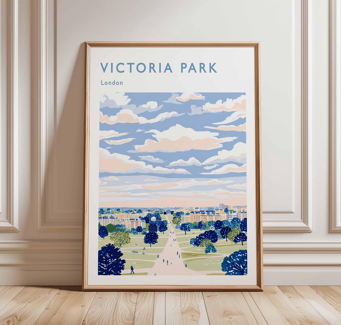 Victoria Park London Travel Poster British Nature Art