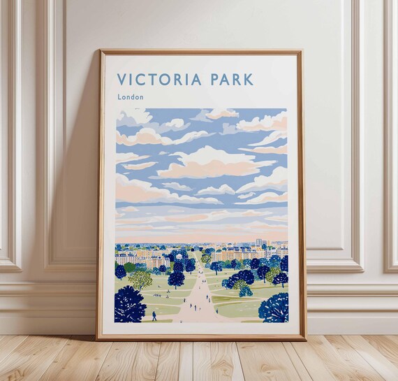Victoria Park London Travel Poster British Nature Art