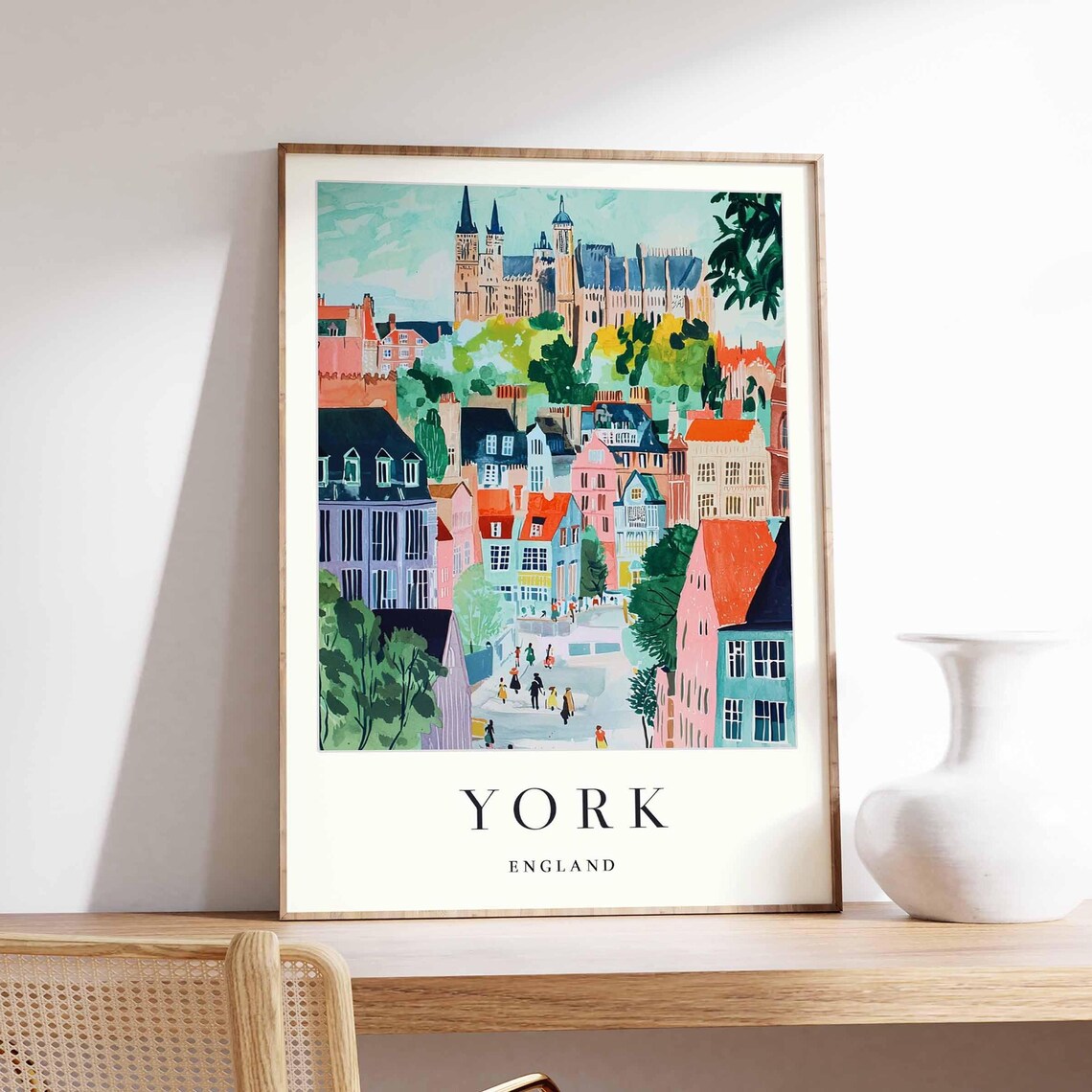 York England Travel Poster, Historic City Print