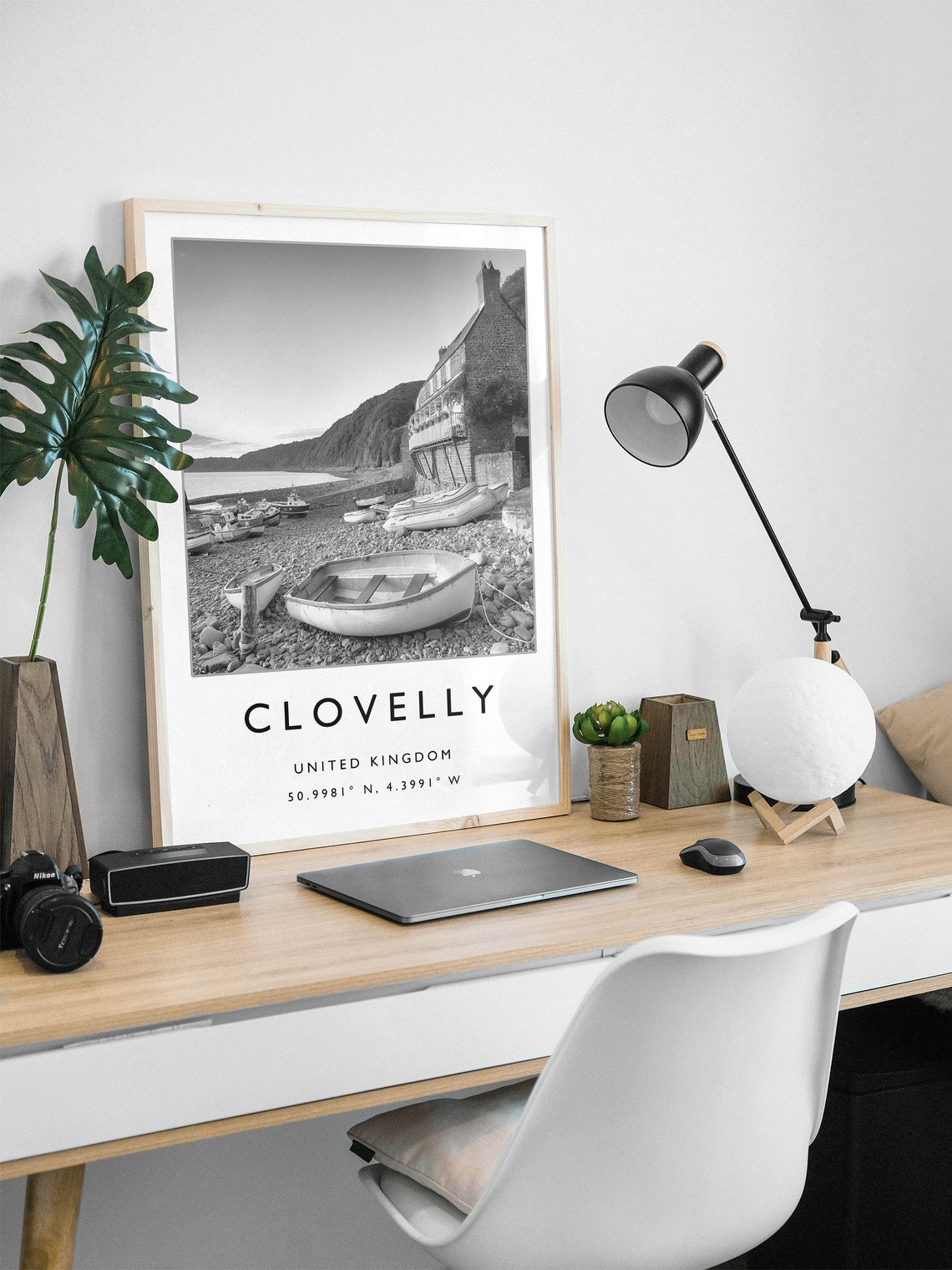 Clovelly Travel Print Clovelly England Travel Poster Uk Coast Travel Print Travel Art Travel Poster Black And White Gift A2a3a4 - Image 3