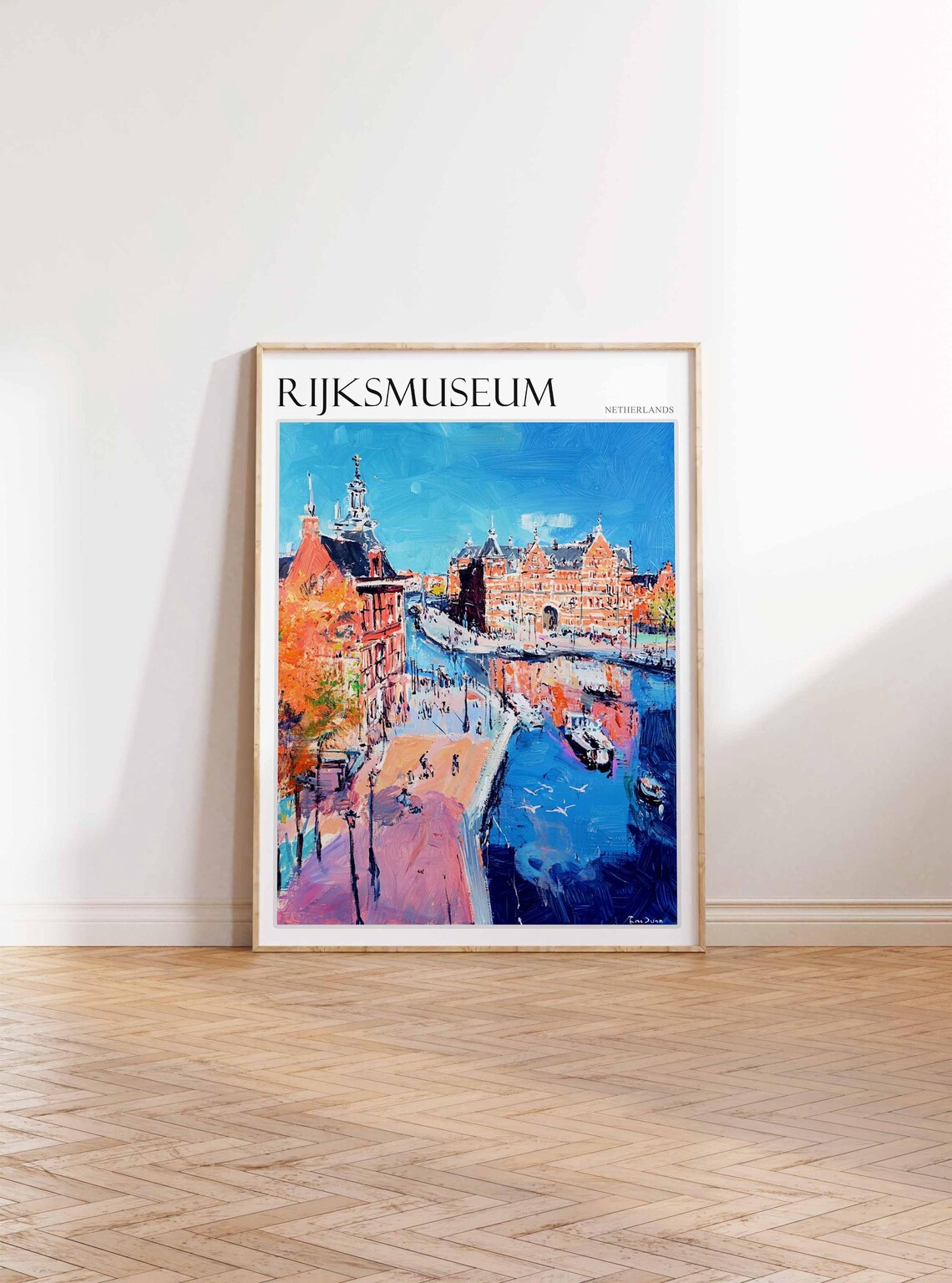 Rijksmuseum Netherlands Canal View Oil Painting Style Travel Poster - Image 2