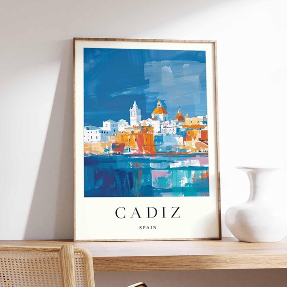 Cadiz Spain Old Town Harbor Painterly Seaside Travel Wall Poster