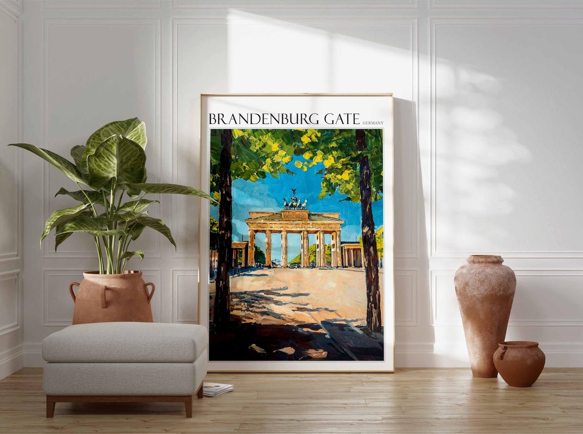 Brandenburg Gate Summer Trees Framed Sunny Impressionist Poster - Image 2