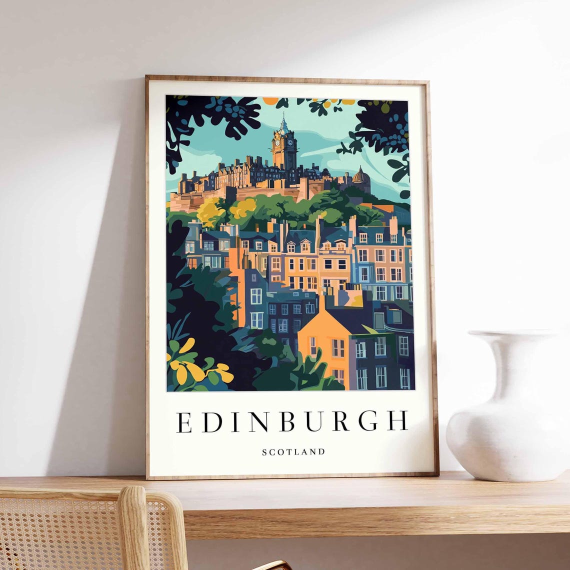 Edinburgh Scotland Castle On The Hill Old Town Cityscape Poster
